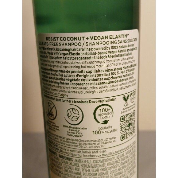 (2)10oz Dove RE+AL BIO-MIMETIC CARE Coconut+Vegan Collagen Sulfate-Free Shamp. - Picture 10 of 14